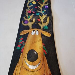 NovelTies by Hallmark MMG Christmas Tie Reindeer Lighted Antlers Black